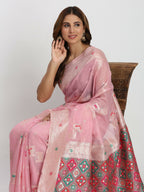 Shree Shyam Fashion Linen Cotton Light Pink Saree - Distacart