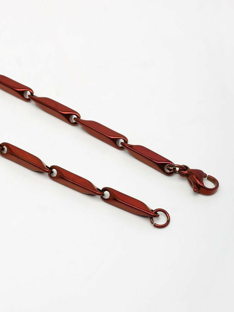 NVR Men's Handcrafted Maroon Rhodium Plated Chain - Distacart