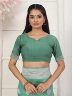Shree Shyam Fashion Linen Cotton Rama Green Saree - Distacart