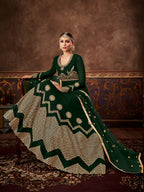 Myra Deep Green Real Georgette Embroidered Anarkali Suit