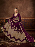 Myra Wine Real Georgette Embroidered Anarkali Suit - Distacart
