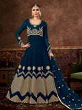 Myra Rama Green Real Georgette Embroidered Anarkali Suit