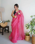 Vamsee Devika Pink Organza Silk Saree