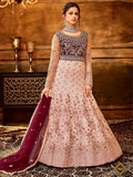 Myra Pink and Magenta Pure Georgette Embroidered Party Wear Suit