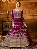 Myra Maroon Pure Georgette Embroidered Party Wear Suit