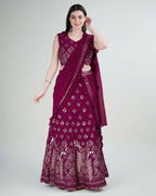 Pink Georgette Sequence Embroidered Lehenga Choli with Dupatta - Tanya