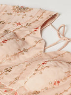House of Panchhi Women Peach Pure Georgette Embroidered Lehenga & Blouse, Dupatta
