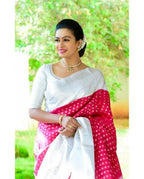 DEIANA'S Beautiful Designer Golden zari Soft Lichi Silk Saree - Red