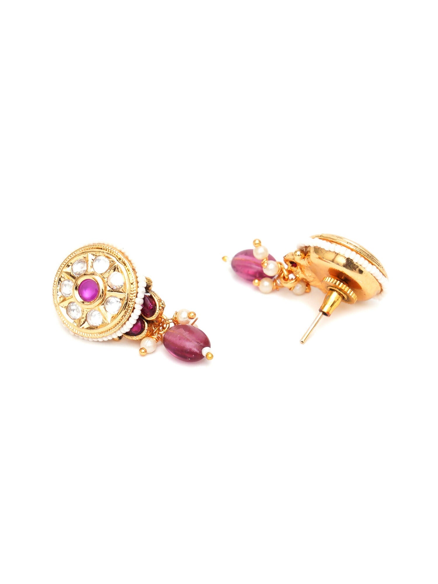 Kundan Studs with Stones (Gold) - Ruby Raang - Distacart