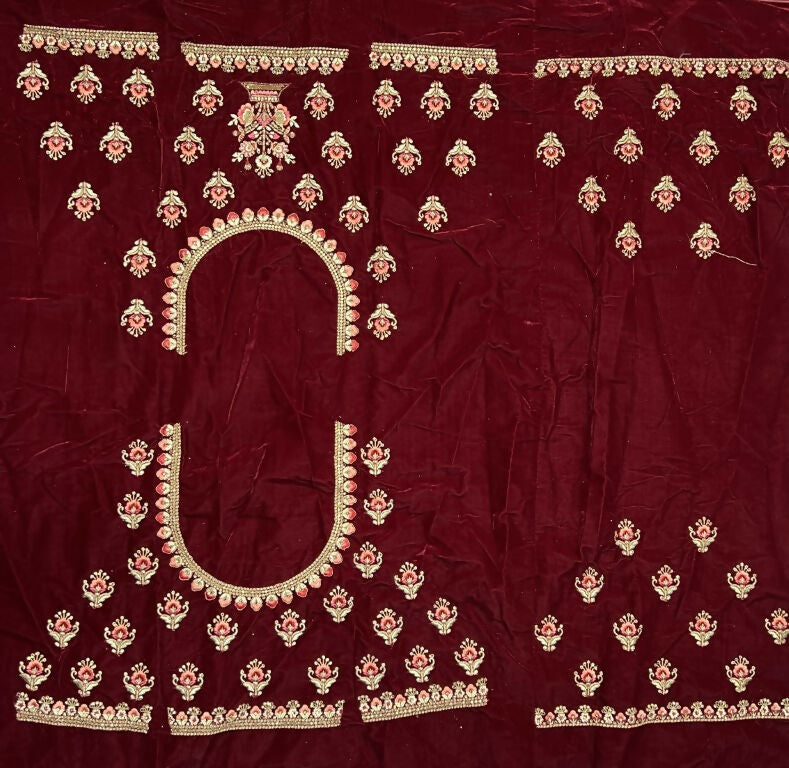 Jyoti Fashion Women's Maroon Velvet Multi Thread Embroidered with Zircon Diamond Wedding Lehenga Choli