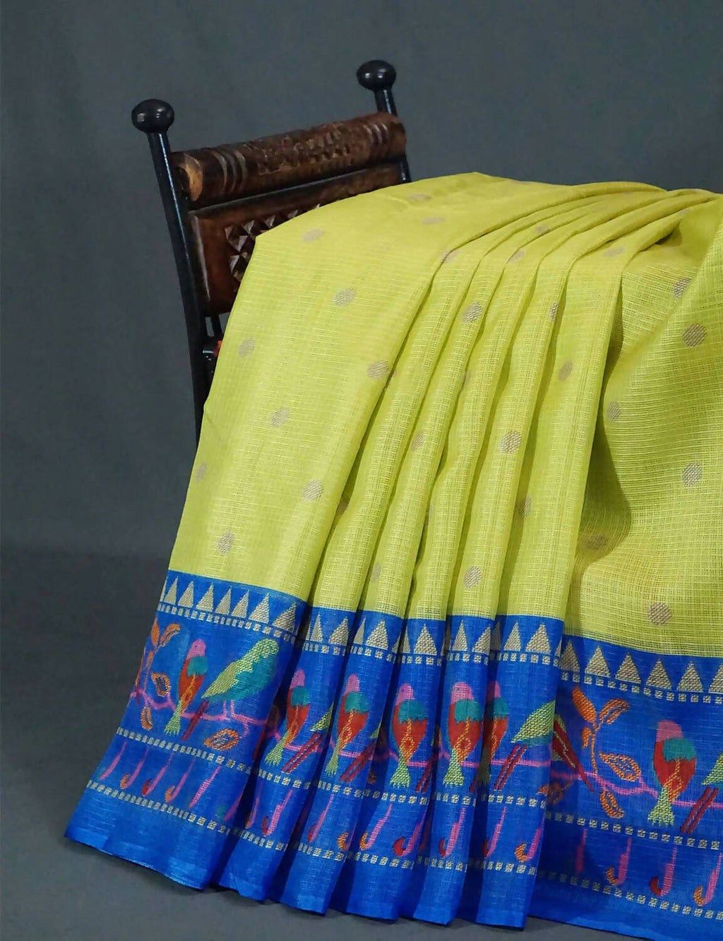 Parrot Green Colored with Buttes Semi Silk Kota Saree By Gayathri Reddy Designer Studio