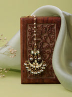 Ruby Raang Gold Polished Gold Kundan Maang Tikka - Distacart
