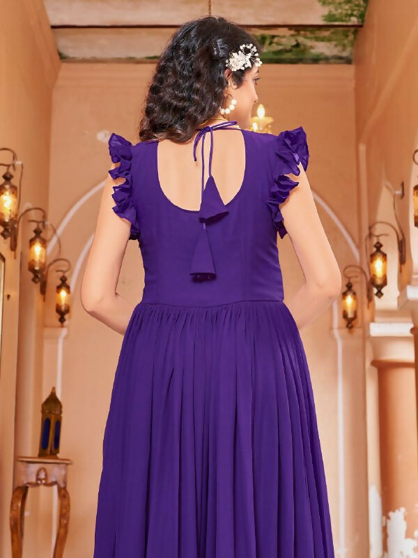 Joban Fashion Purple Readymade Dress With Sequins embroidery Work - Distacart
