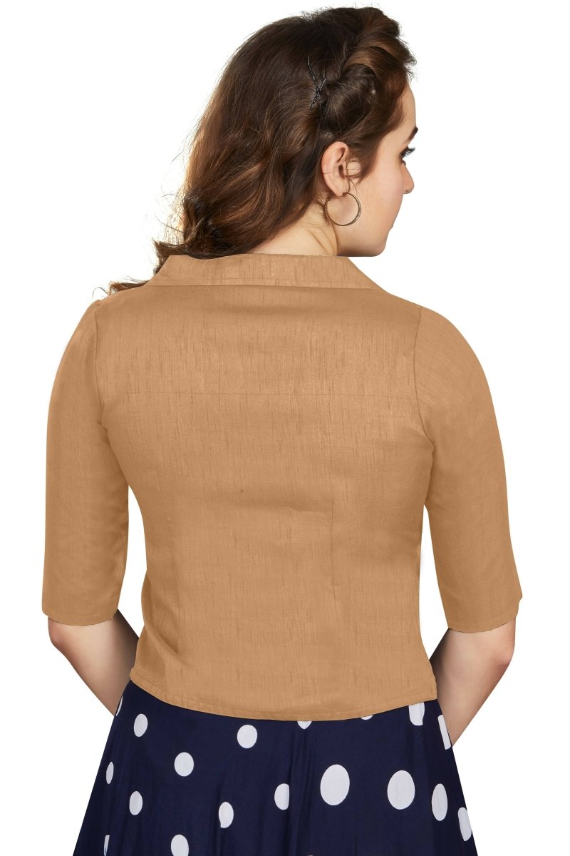 Aastha Fashion Women's Women's Beige Art Silk Button Readymade Blouse