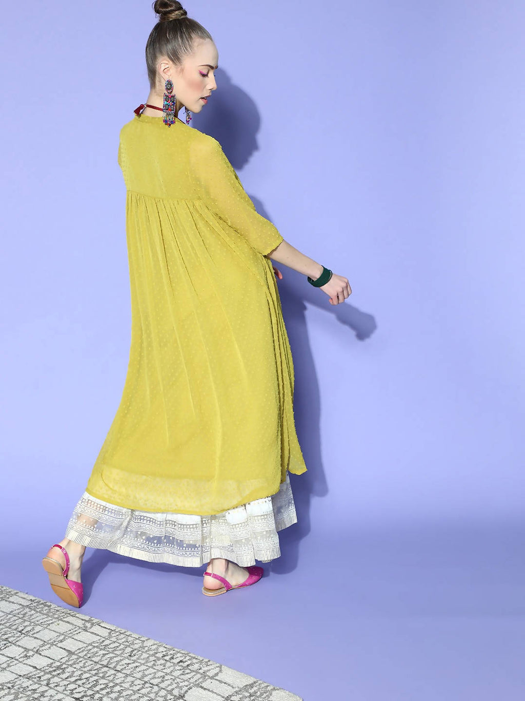 Janasya Elegant Mustard Woven Design Dobby Weave Kurta - Distacart