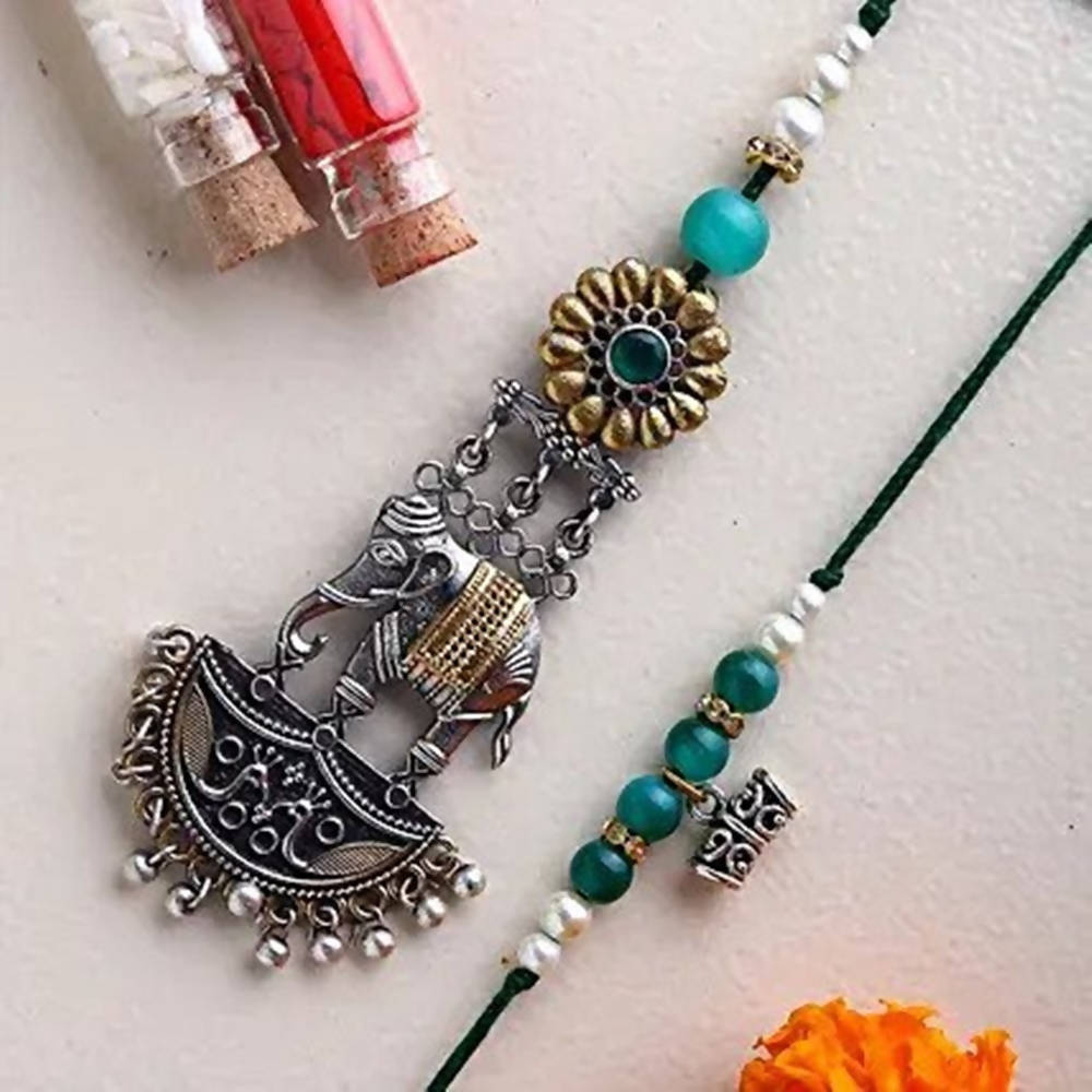 Turquoise Lumba Rakhi Set