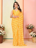 Yellow Georgette Designer Printed Ready To Wear Saree - Elite
