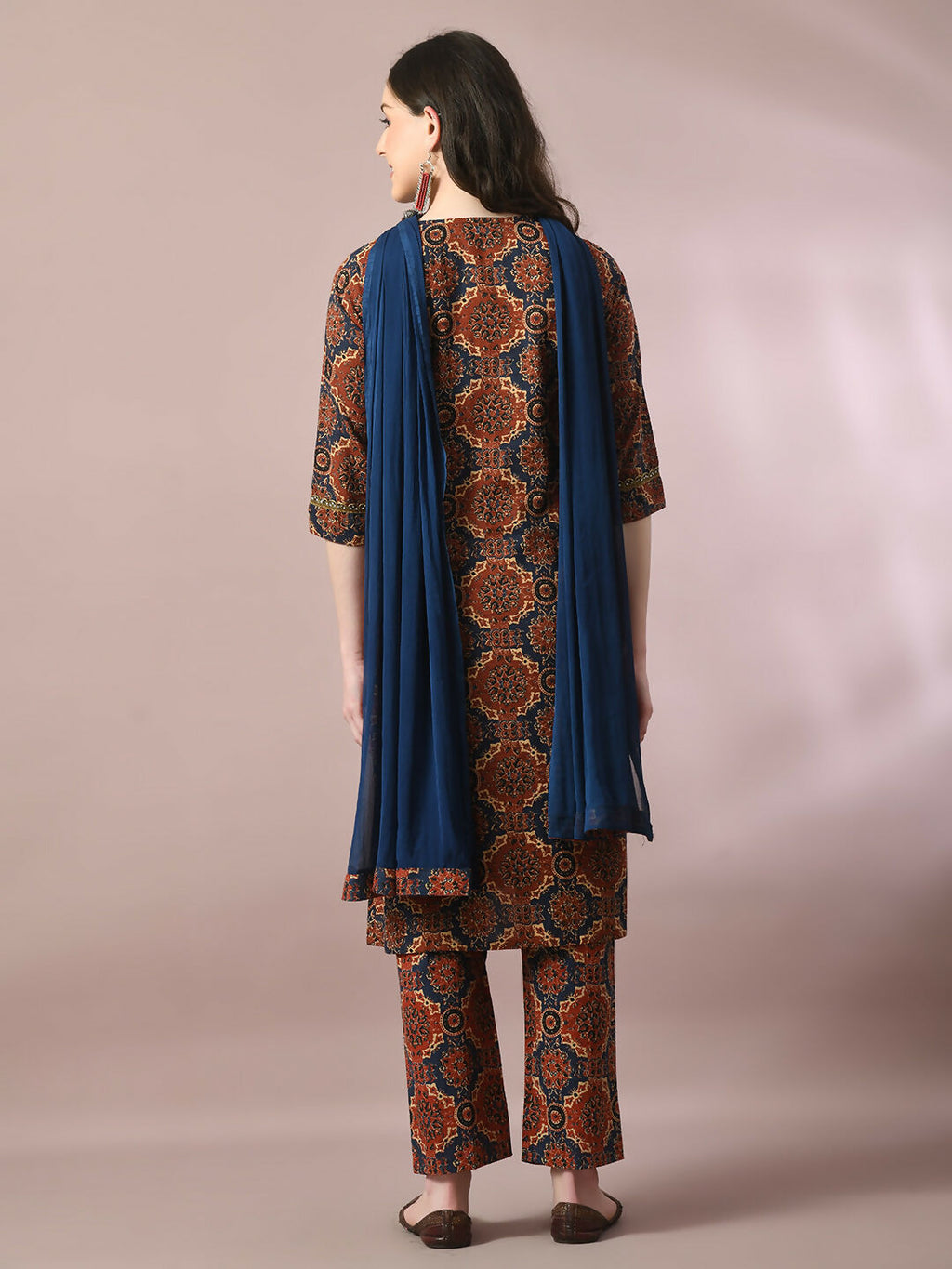 Myshka Women's Multi Printed Cotton Straight Party Kurta Set With Dupatta