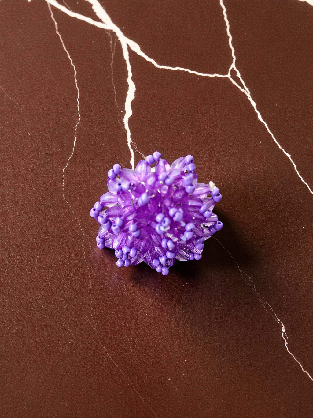 Inhanns Rang-E-Roshan Adjustable Ring – Handmade Crystal Statement Ring - Purple
