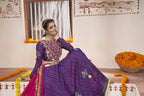 Blue Rayon All over Print with Embroidery Patch Work Navratri Lehenga Choli with Dupatta - Raas