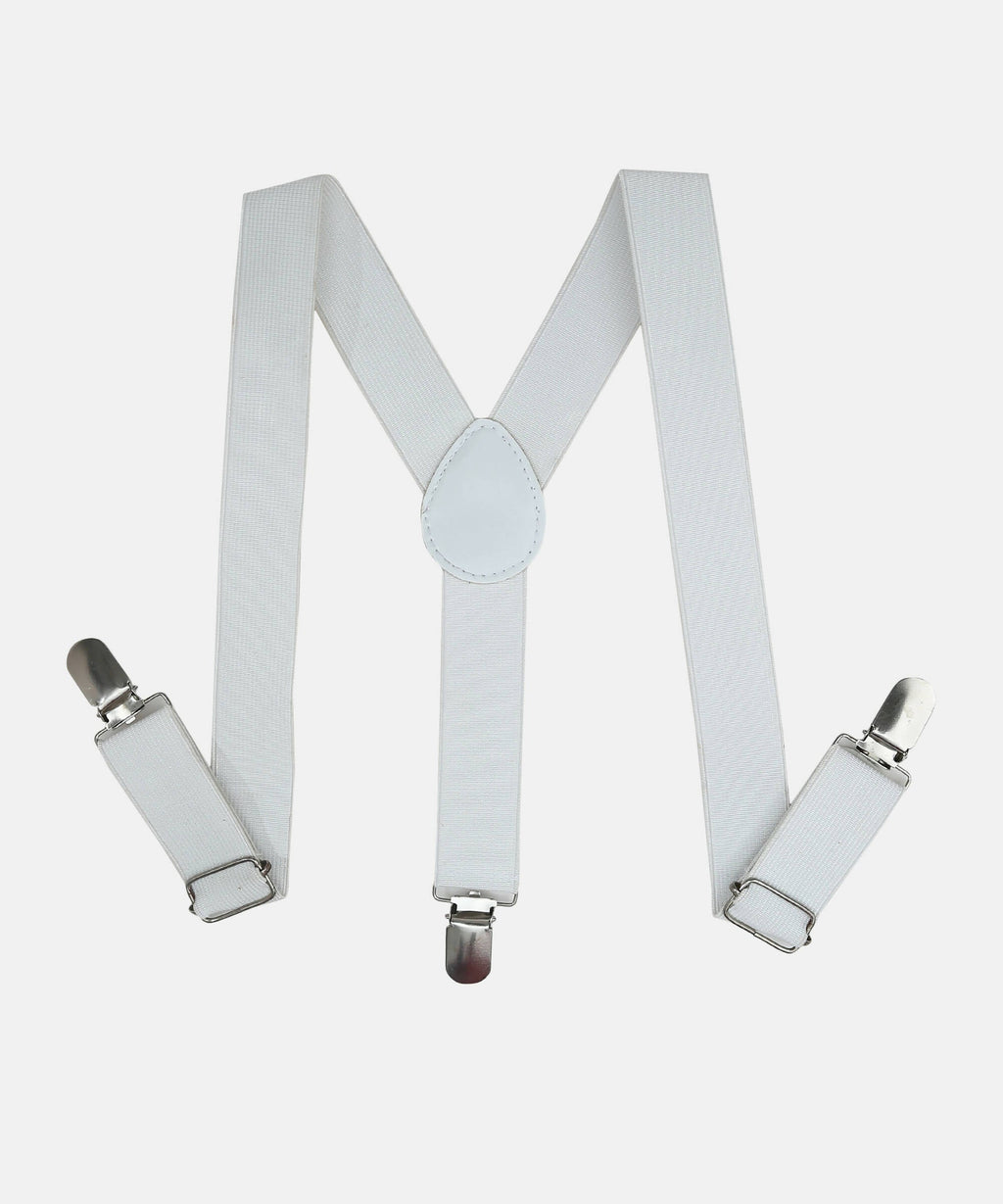 Manet Boys Solid Suspenders - White