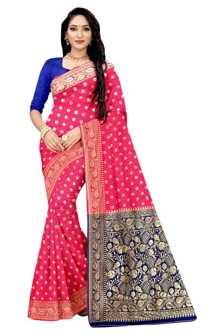 Vamika Pink Weaving Banarasi Jacquard Saree