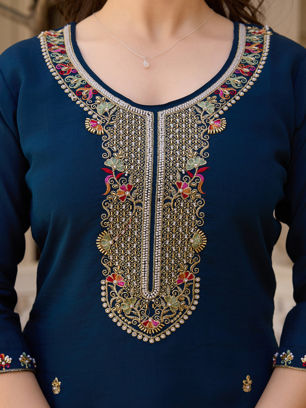 The52 Viscose Chanderi Fabric Straight Kurta, Pant and Dupatta Set - Distacart