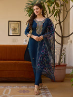The52 Viscose Chanderi Fabric Straight Kurta, Pant and Dupatta Set - Distacart