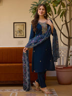 The52 Viscose Chanderi Fabric Straight Kurta, Pant and Dupatta Set - Distacart