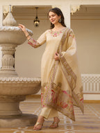 The52 Viscose Assam Silk Fabric Straight Kurta, Pant and Dupatta Set - Distacart