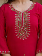The52 Beautiful Viscose Chanderi Fabric Straight Kurta, Pant and Dupatta Set - Distacart