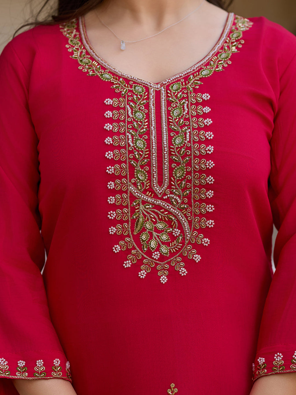 The52 Beautiful Viscose Chanderi Fabric Straight Kurta, Pant and Dupatta Set - Distacart