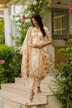 The52 Women's Viscose Assam Silk Embroidered Straight Kurta with Pant And Dupatta Set - Distacart