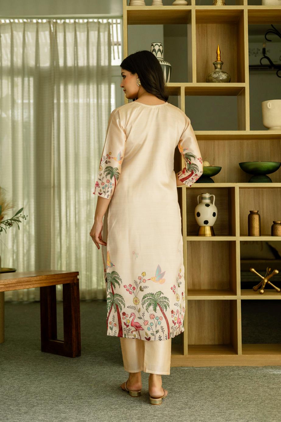 The52 Women's Beautiful Viscose Assam Silk Embroidered Straight Kurta with Pant And Dupatta Set - Distacart