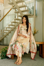 The52 Women's Beautiful Viscose Assam Silk Embroidered Straight Kurta with Pant And Dupatta Set - Distacart