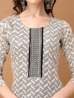 Embroidered & Printed Kurta With Pant & Printed Dupatta, Black - Hiral Fashion - Distacart