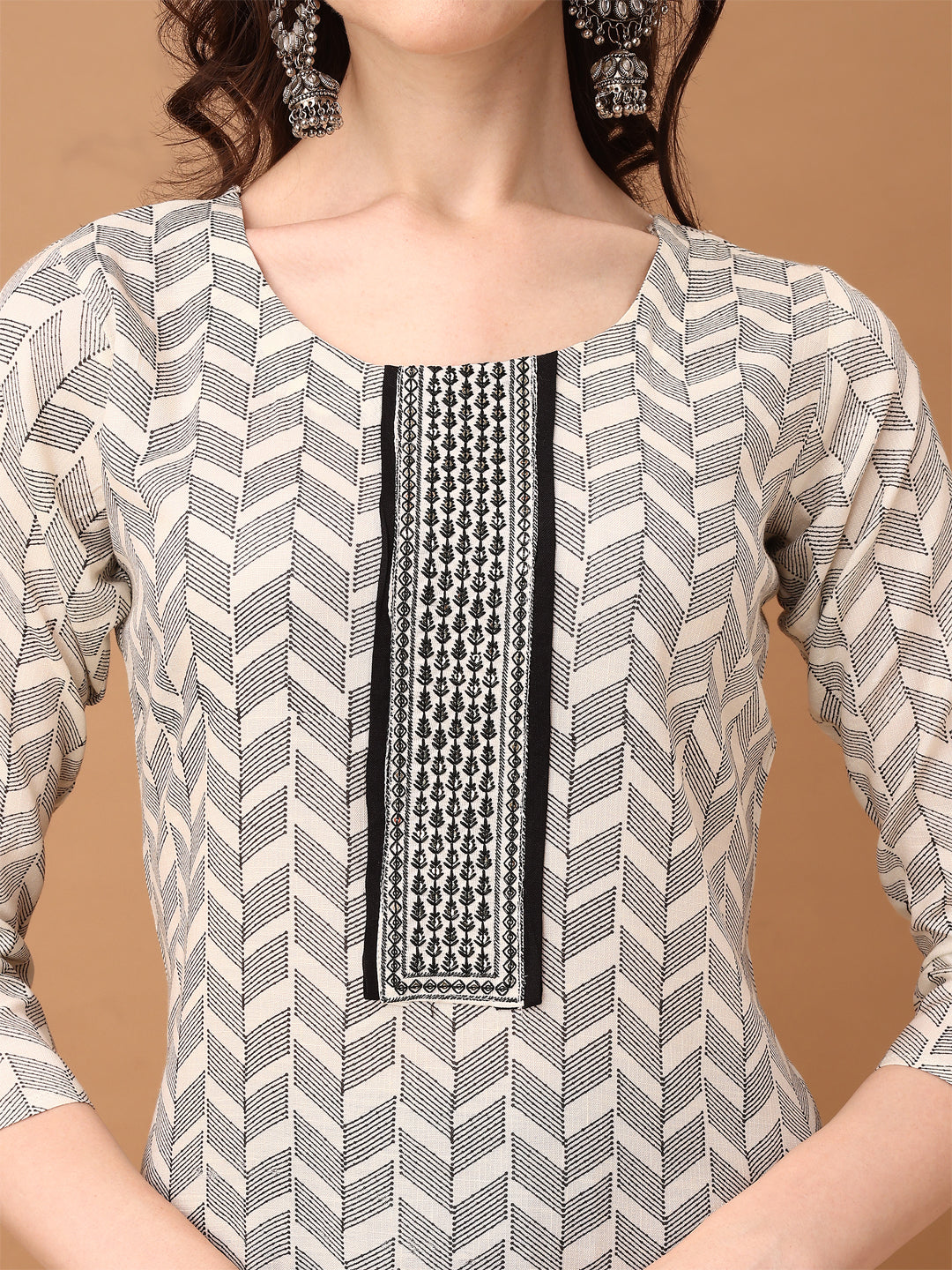 Embroidered & Printed Kurta With Pant & Printed Dupatta, Black - Hiral Fashion - Distacart