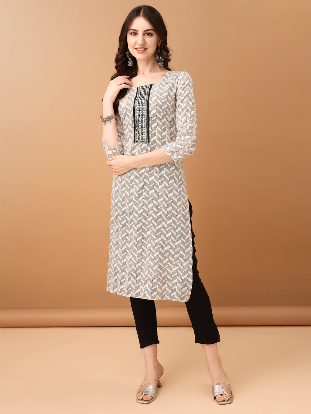 Embroidered & Printed Kurta With Pant & Printed Dupatta, Black - Hiral Fashion - Distacart