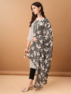 Embroidered & Printed Kurta With Pant & Printed Dupatta, Black - Hiral Fashion - Distacart