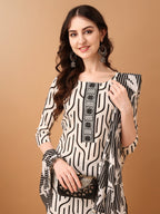 Embroidered & Printed Kurta With Pant & Printed Dupatta, Black - Hiral Fashion - Distacart