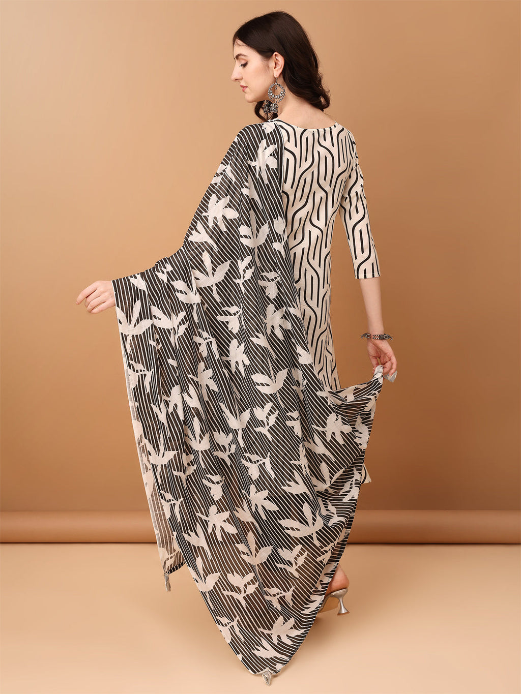 Embroidered & Printed Kurta With Pant & Printed Dupatta, Black - Hiral Fashion - Distacart