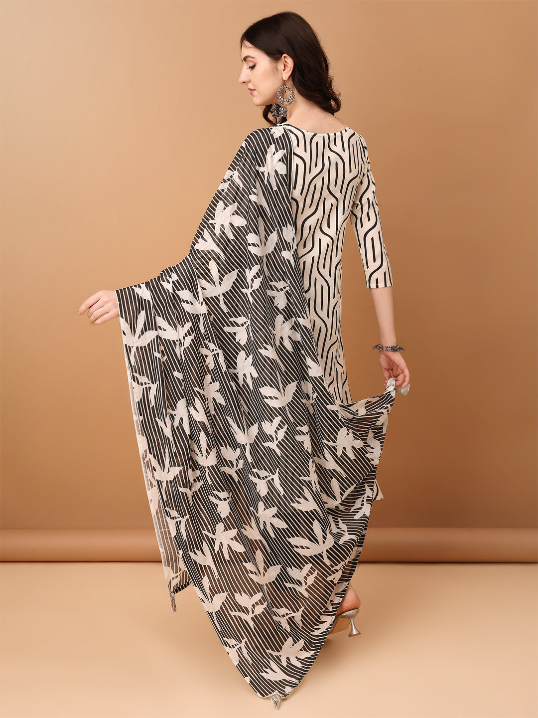 Embroidered & Printed Kurta With Pant & Printed Dupatta, Black - Hiral Fashion - Distacart