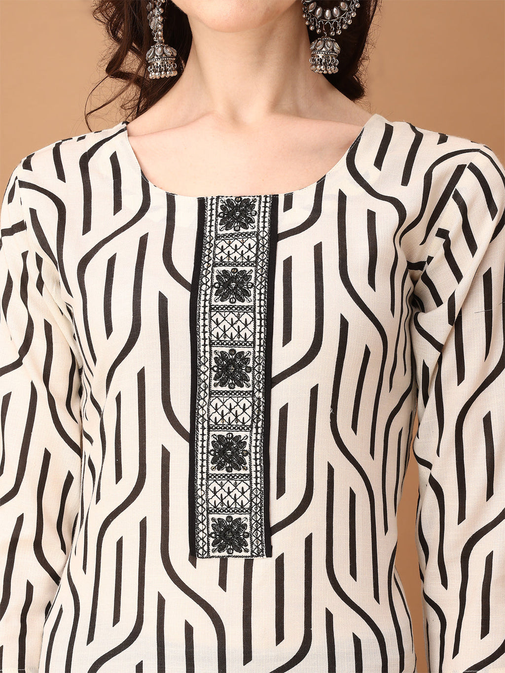 Embroidered & Printed Kurta With Pant & Printed Dupatta, Black - Hiral Fashion - Distacart