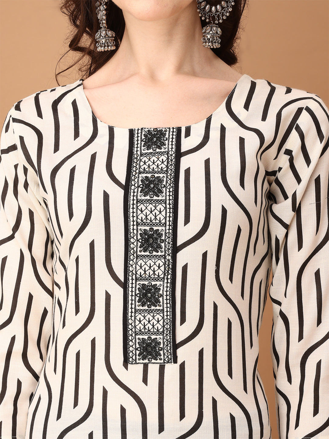 Embroidered & Printed Kurta With Pant & Printed Dupatta, Black - Hiral Fashion - Distacart