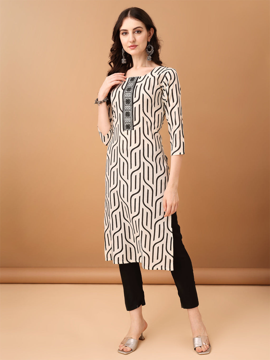 Embroidered & Printed Kurta With Pant & Printed Dupatta, Black - Hiral Fashion - Distacart