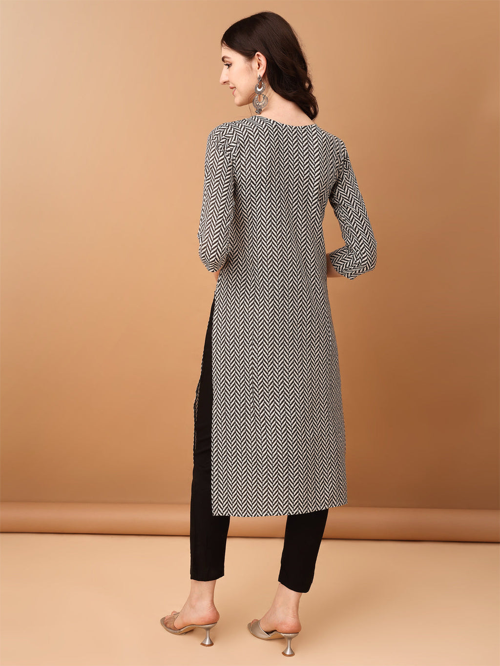 Embroidered & Printed Kurta With Pant & Printed Dupatta, Black - Hiral Fashion - Distacart