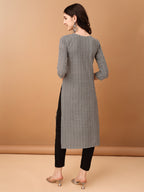 Embroidered & Printed Kurta With Pant & Printed Dupatta, Black - Hiral Fashion - Distacart