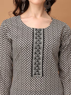 Embroidered & Printed Kurta With Pant & Printed Dupatta, Black - Hiral Fashion - Distacart
