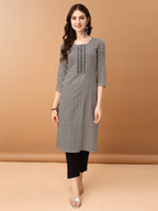 Embroidered & Printed Kurta With Pant & Printed Dupatta, Black - Hiral Fashion - Distacart