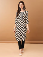 Embroidered & Printed Kurta With Pant & Printed Dupatta, Black - Hiral Fashion - Distacart